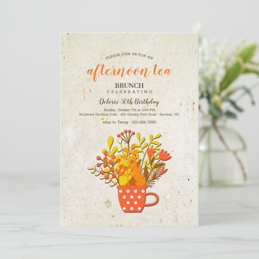 Herfst Tea Uitnodiging (Staand voorkant)