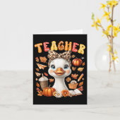 Herfst Teacher Goose Leopard Bow Coquette Autumn P Kaart (Gele Bloem)