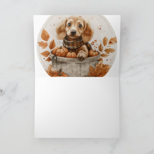 Herfst teckel honden pompoen kaart (Binnen)