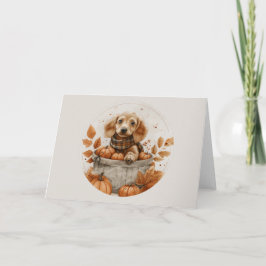 Herfst teckel honden pompoen kaart