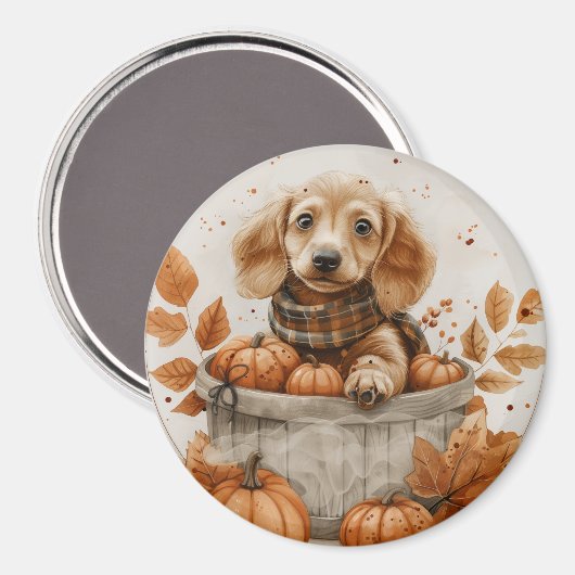 Herfst teckel honden pompoen magneet (Voorkant / Achterkant)