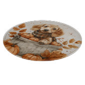 Herfst teckel honden pompoen snijplank (Hoek)