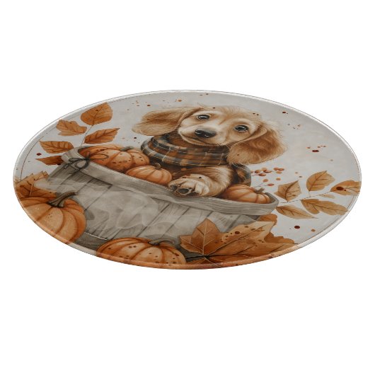 Herfst teckel honden pompoen snijplank (Hoek)