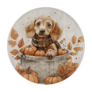 Herfst teckel honden pompoen snijplank