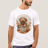 Herfst teckel honden pompoen t-shirt (Voorkant)