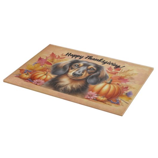 Herfst Teckel Verrukking: Herfst Thanksgiving Snijplank (Hoek)