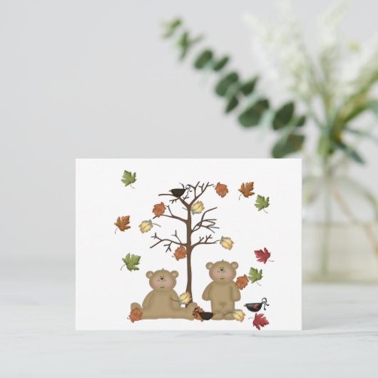 Herfst Teddies Briefkaart (Staand voorkant)