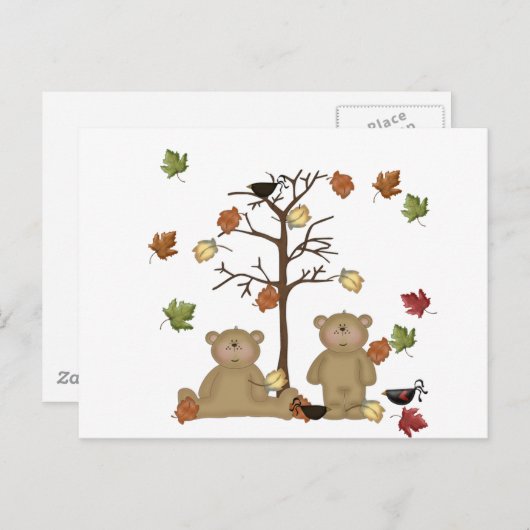 Herfst Teddies Briefkaart (Voorkant / Achterkant)