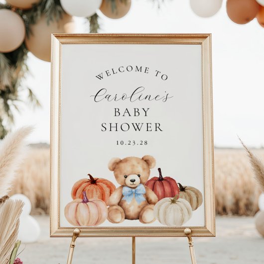 Herfst Teddy Bear Baby Boy Shower Welkomstbord Poster