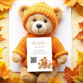 Herfst Teddy Bear Baby shower Details qrcode Informatiekaartje