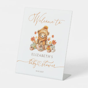 Herfst Teddy Bear Baby shower Welkom Reclamebord Met Voetstuk