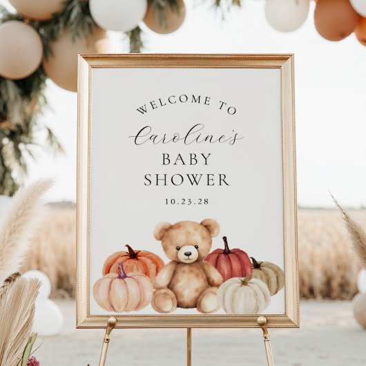 Herfst Teddy Bear Baby shower Welkomstbord Poster