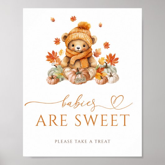 Herfst Teddy Bear Baby's zijn zoet Neem een trakta Poster (Voorkant)