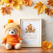 Herfst Teddy Bear Baby's zijn zoet Neem een trakta Poster