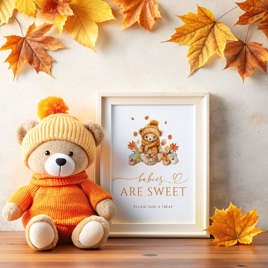 Herfst Teddy Bear Baby's zijn zoet Neem een trakta Poster