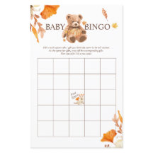 Herfst Teddy Bear BINGO Baby shower Spel Flyer