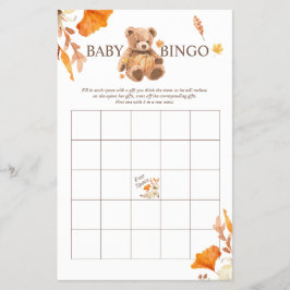 Herfst Teddy Bear BINGO Baby shower Spel Flyer