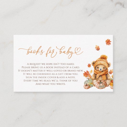 Herfst Teddy Bear Boeken voor Baby Informatiekaartje (Voorkant)