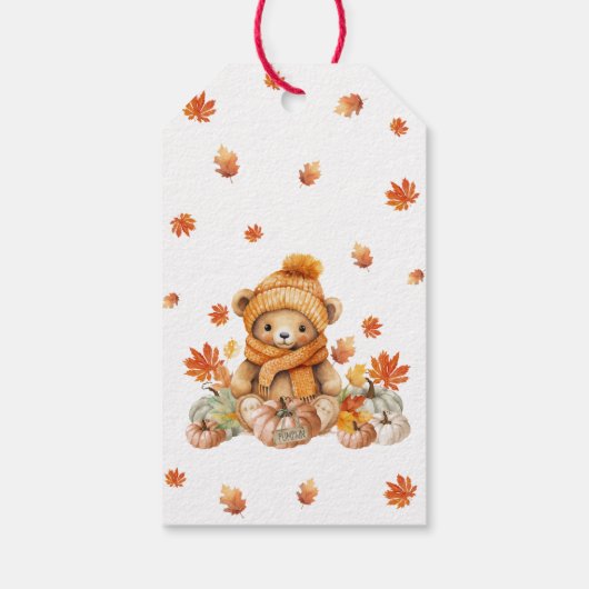 Herfst Teddy Bear Dank u Cadeaulabel (Achterkant)