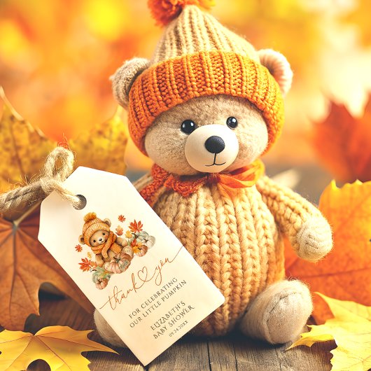 Herfst Teddy Bear Dank u Cadeaulabel