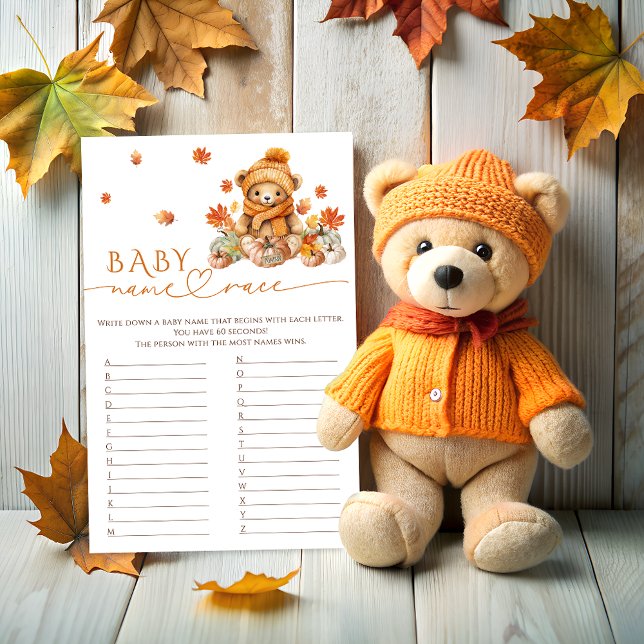 Herfst Teddy Bear Pompoen Naam Race Baby shower Sp (Creator heeft geüpload)