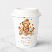 Herfst Teddy Bear Pumpkin Baby shower Papieren Bekers (Achterkant)