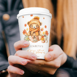 Herfst Teddy Bear Pumpkin Baby shower Papieren Bekers