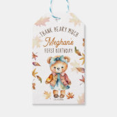 Herfst Teddy Bear Verjaardagsfeestje Dank je wel g Cadeaulabel (Voorkant)