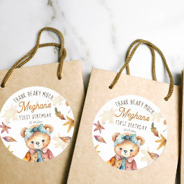 Herfst Teddy Bear Verjaardagsfeestje Dank je wel g Ronde Sticker