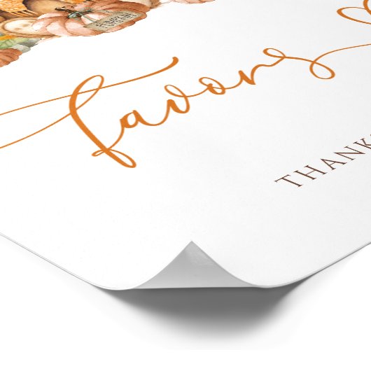 Herfst Teddybeer Baby shower gunsten Poster (Hoek)