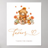 Herfst Teddybeer Baby shower gunsten Poster (Voorkant)