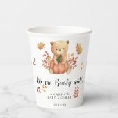 Herfst Teddybeer Baby shower Papieren Bekers (Achterkant)