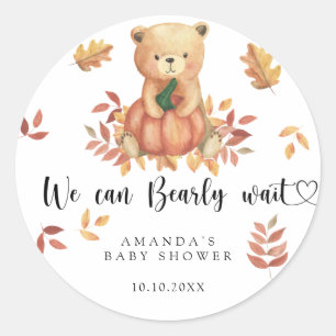 Herfst Teddybeer Baby shower Ronde Sticker