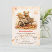 Herfst Teddybeer Babyshower Uitnodiging (Staand voorkant)