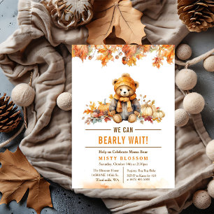 Herfst Teddybeer Babyshower Uitnodiging