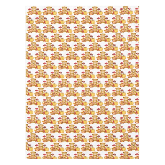 Herfst Teddybeer en Paddestoel Wonderland Tafelkleed (Voorkant)