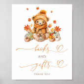 Herfst Teddybeer en pompoenen boeken en geschenken Poster (Voorkant)