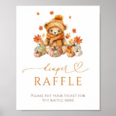 Herfst Teddybeer met pompoen Baby shower Luier Poster (Voorkant)