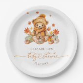 Herfst Teddybeer met pompoenen Baby shower Papieren Bordje (Voorkant)