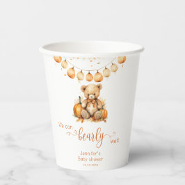 Herfst teddybeer pompoen boho baby shower papieren bekers