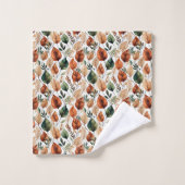 Herfst terra cotta en salie bladeren patroon bad handdoek (Wasdoekje)