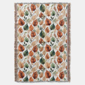 Herfst terra cotta en salie bladeren patroon deken (Voorkant Verticaal)