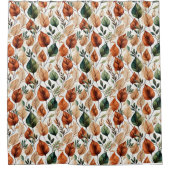 Herfst terra cotta en salie bladeren patroon douchegordijn (Voorkant)