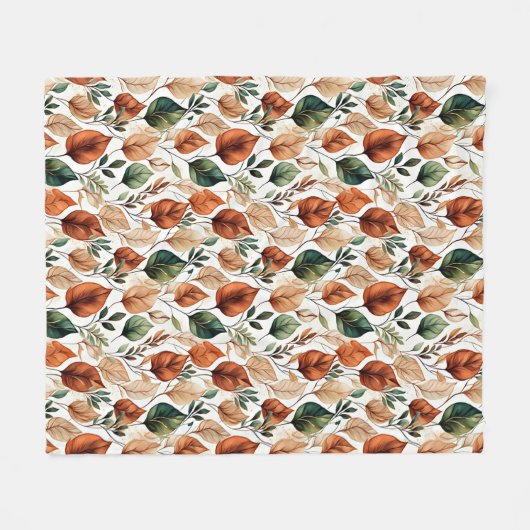 Herfst terra cotta en salie bladeren patroon fleece deken (Voorkant (Horizontaal))