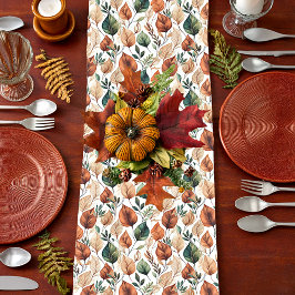 Herfst terra cotta en salie bladeren patroon medium tafelloper