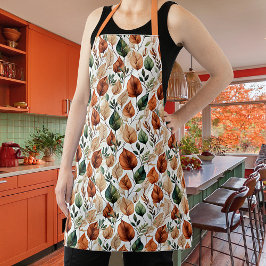 Herfst terra cotta en salie bladeren patroon schort