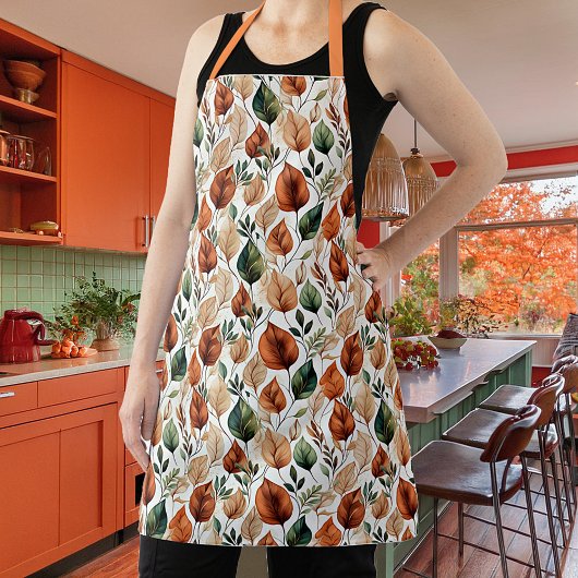 Herfst terra cotta en salie bladeren patroon schort