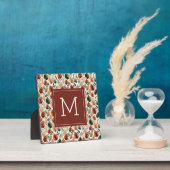 Herfst terra cotta en salie bladeren patroonmonogr fotoplaat (Insitu)