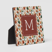 Herfst terra cotta en salie bladeren patroonmonogr fotoplaat (Voorkant)