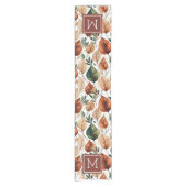 Herfst terra cotta en salie bladeren patroonmonogr korte tafelloper (Voorkant)